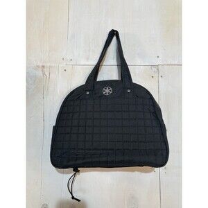 Gaiam Yoga Bag‎ Woman’s Black Metallic Latch Zipper Puffer Workout Gym Classy